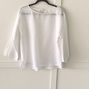 Eileen Fisher white organic linen blouse